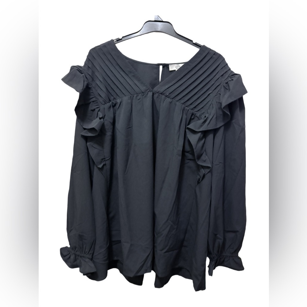 Entro NWT Elegant Black Ruffled Women's Top size 1X
